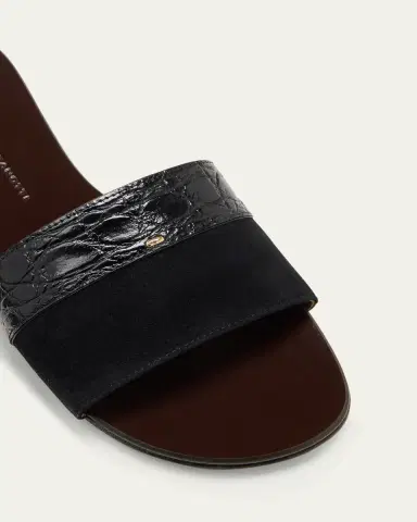Giuseppe Zanotti Mixed Leather Flat Slide Sandals | Thumbnail 3