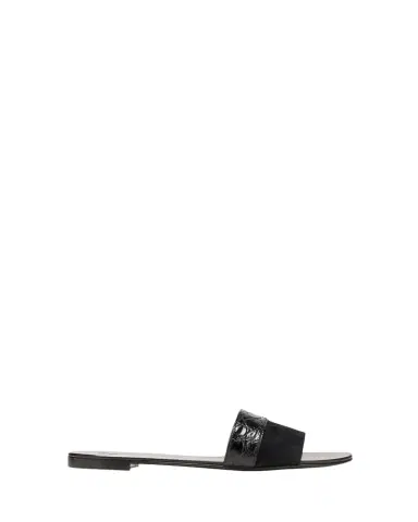 Giuseppe Zanotti Mixed Leather Flat Slide Sandals | Thumbnail 1