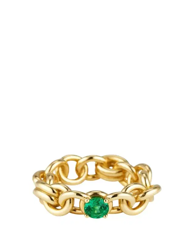Spinelli Kilcollin Large Fused Serpens Ring with 5mm Emerald