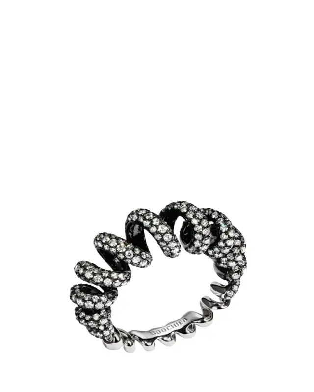 Boochier Jumbo Black Plated Diamond Slinkee Ring