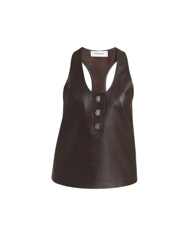 Toggle Nappa Leather Racerback Tank Top