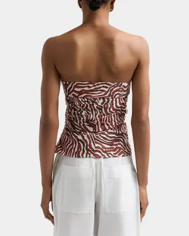 Proenza Schouler White Label Maisy Strapless Ruched Top in Poplin | Thumbnail 3 Proenza Schouler White Label Maisy Strapless Ruched Top in Poplin | Thumbnail 3