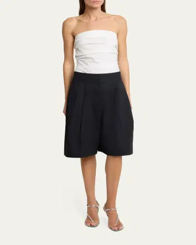 Proenza Schouler White Label Clio Pleated Shorts in Poplin | Thumbnail 2