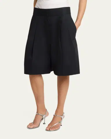 Proenza Schouler White Label Clio Pleated Shorts in Poplin | Thumbnail 4