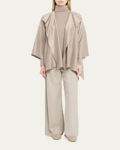 Eskandar Midweight Silk Plissé DPS Jacket Coat - Mid Plus Length | Thumbnail 2 Eskandar Midweight Silk Plissé DPS Jacket Coat - Mid Plus Length | Thumbnail 2