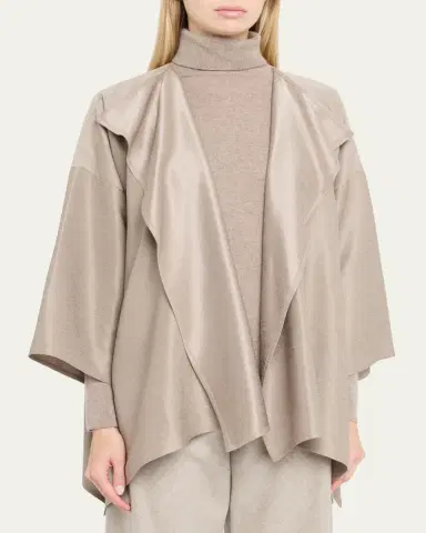 Eskandar Midweight Silk Plissé DPS Jacket Coat - Mid Plus Length | Thumbnail 4 Eskandar Midweight Silk Plissé DPS Jacket Coat - Mid Plus Length | Thumbnail 4