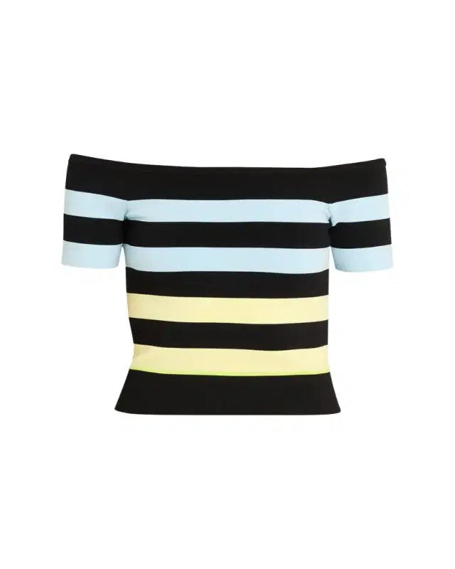 CHRISTOPHER JOHN ROGERS Off-The-Shoulder Striped Body-con Knit Top