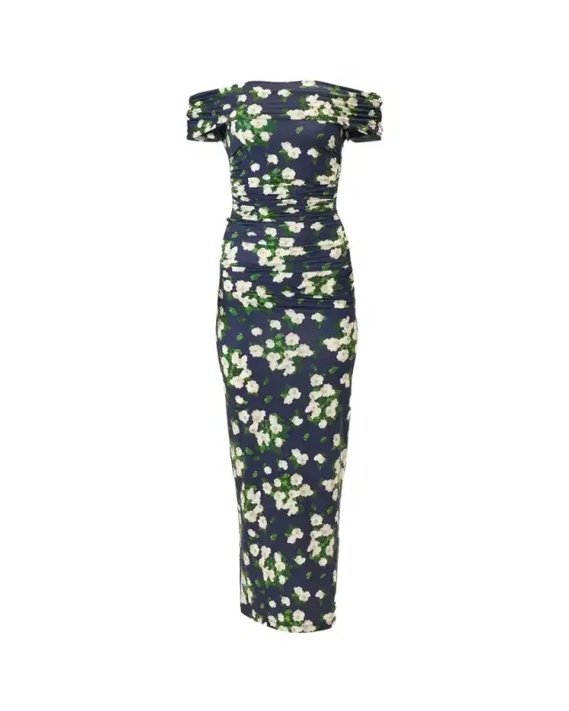 Off-The-Shoulder Floral Jersey Maxi Dress