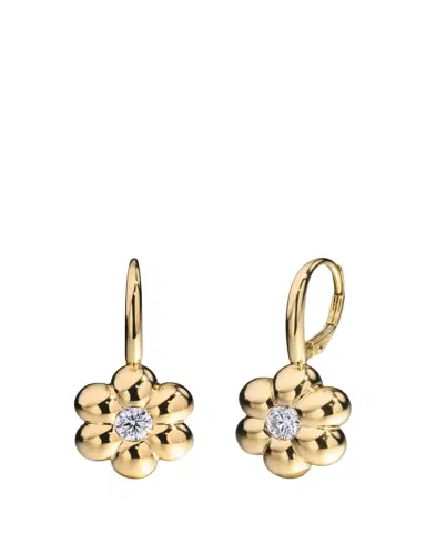 Boochier 18K Yellow Gold Diamond Flower Puff Drop Earrings, 0.6tcw | Thumbnail 1 Boochier 18K Yellow Gold Diamond Flower Puff Drop Earrings, 0.6tcw | Thumbnail 1