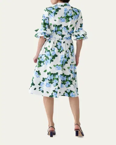 Carolina Herrera Tiered Ruffle Sleeve Belted Midi Shirtdress | Thumbnail 3 Carolina Herrera Tiered Ruffle Sleeve Belted Midi Shirtdress | Thumbnail 3