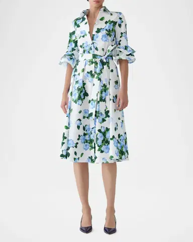 Carolina Herrera Tiered Ruffle Sleeve Belted Midi Shirtdress | Thumbnail 5 Carolina Herrera Tiered Ruffle Sleeve Belted Midi Shirtdress | Thumbnail 5