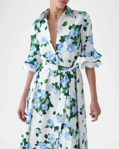Carolina Herrera Tiered Ruffle Sleeve Belted Midi Shirtdress | Thumbnail 7 Carolina Herrera Tiered Ruffle Sleeve Belted Midi Shirtdress | Thumbnail 7