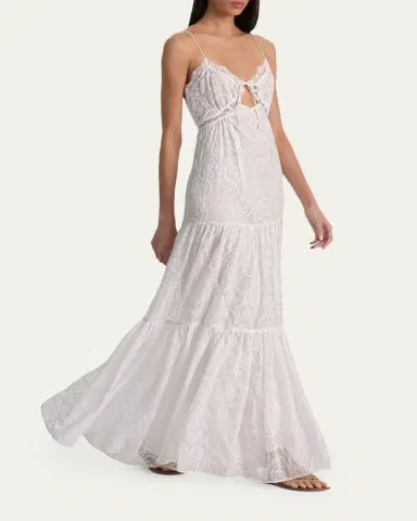 Alice + Olivia Nicky Lace Tiered Maxi Dress | Thumbnail 4 Alice + Olivia Nicky Lace Tiered Maxi Dress | Thumbnail 4