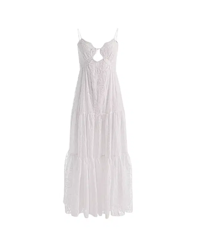 ALICE + OLIVIA Nicky Lace Tiered Maxi Dress