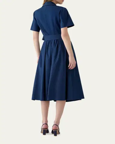 Carolina Herrera Rose Embroidered Short-Sleeve Midi Shirtdress | Thumbnail 3