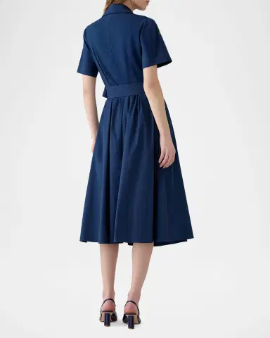 Carolina Herrera Rose Embroidered Short-Sleeve Midi Shirtdress | Thumbnail 5