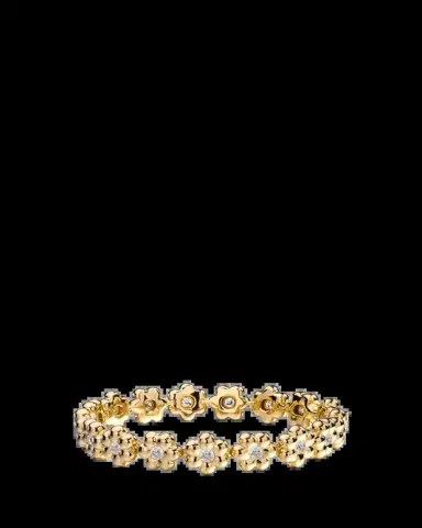 Boochier 18K Yellow Gold Round Diamond Flower Puff Bracelet | Thumbnail 2 Boochier 18K Yellow Gold Round Diamond Flower Puff Bracelet | Thumbnail 2