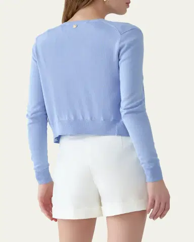 Carolina Herrera Silk-Cotton Crewneck Cardigan | Thumbnail 3