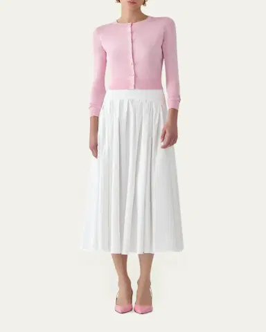 Carolina Herrera Silk-Cotton Crewneck Cardigan | Thumbnail 6