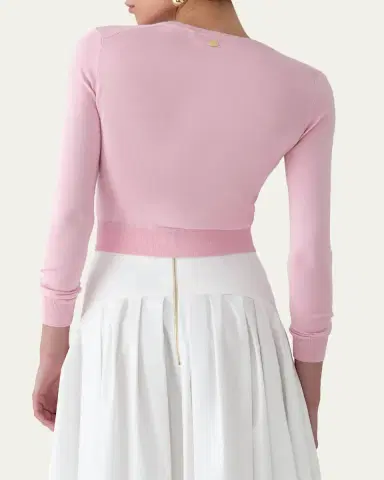Carolina Herrera Silk-Cotton Crewneck Cardigan | Thumbnail 7