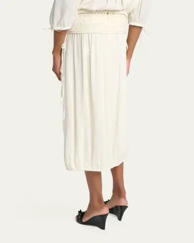 Isabel Marant Nilma Guipure Lace Crinkle Silk Midi Balloon Skirt | Thumbnail 3