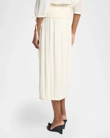 Isabel Marant Nilma Guipure Lace Crinkle Silk Midi Balloon Skirt | Thumbnail 7