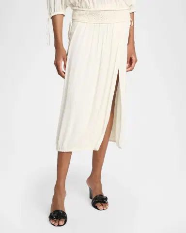 Isabel Marant Nilma Guipure Lace Crinkle Silk Midi Balloon Skirt | Thumbnail 8
