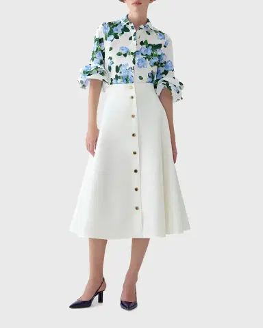 Carolina Herrera Tiered Ruffle Sleeve Button-Down Shirt | Thumbnail 5