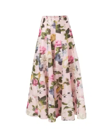 Carolina Herrera Iris Floral Silk-Linen Faille Wide-Leg Skirt Pants | Thumbnail 1 Carolina Herrera Iris Floral Silk-Linen Faille Wide-Leg Skirt Pants | Thumbnail 1