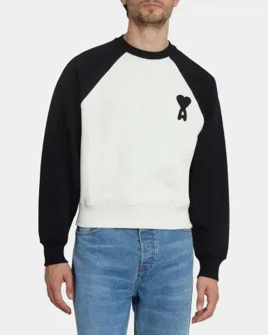 Ami Paris Boxy Crochet Ami De Coeur Raglan Sweatshirt | Thumbnail 3 Ami Paris Boxy Crochet Ami De Coeur Raglan Sweatshirt | Thumbnail 3