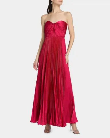 As It May Elia Satin Plissé Gown | Thumbnail 2