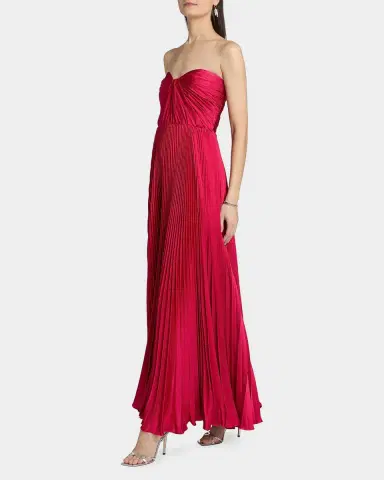 As It May Elia Satin Plissé Gown | Thumbnail 4