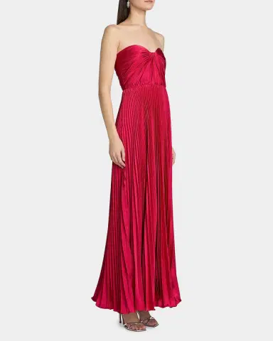 As It May Elia Satin Plissé Gown | Thumbnail 7