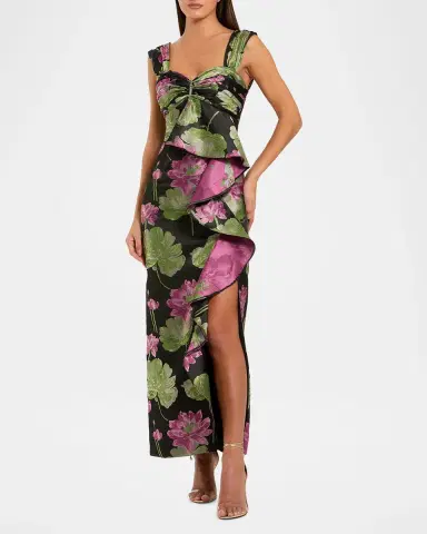 Mac Duggal Ieena One Brocade Column Dress | Thumbnail 2