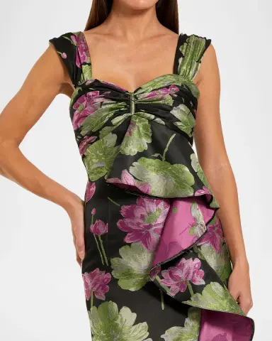 Mac Duggal Ieena One Brocade Column Dress | Thumbnail 4