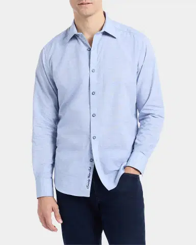 Robert Graham Avondale Woven Chambray Cotton Shirt | Thumbnail 4 Robert Graham Avondale Woven Chambray Cotton Shirt | Thumbnail 4