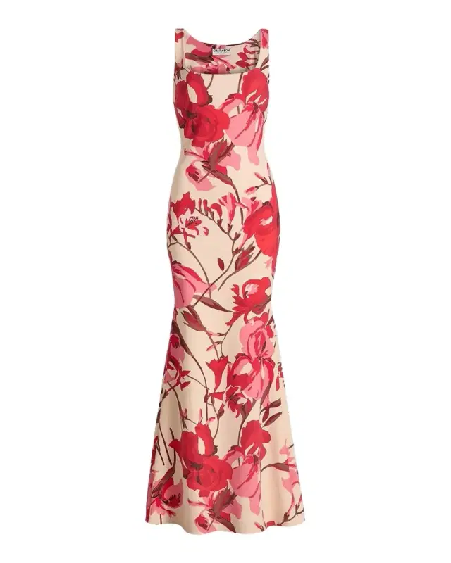 Lijia Floral Sleeveless Column Gown
