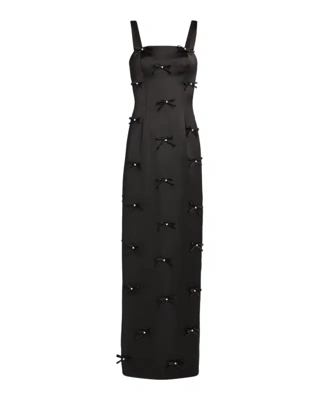 Amora Embellished Bow Satin Gown
