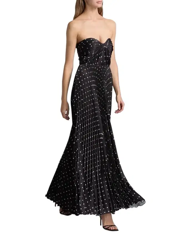Margot Satin Polka Dot Strapless Gown
