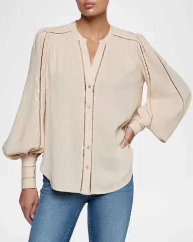 L'AGENCE Kiera Ladder-Trim Blouse | Thumbnail 4 L'AGENCE Kiera Ladder-Trim Blouse | Thumbnail 4