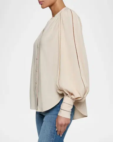 L'AGENCE Kiera Ladder-Trim Blouse | Thumbnail 5 L'AGENCE Kiera Ladder-Trim Blouse | Thumbnail 5