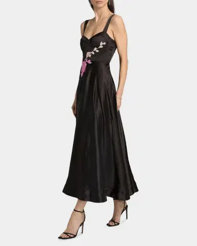 As It May Satin Embroidered Floral Cocktail Dress | Thumbnail 2 As It May Satin Embroidered Floral Cocktail Dress | Thumbnail 2
