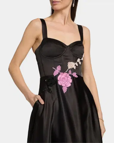 As It May Satin Embroidered Floral Cocktail Dress | Thumbnail 5 As It May Satin Embroidered Floral Cocktail Dress | Thumbnail 5
