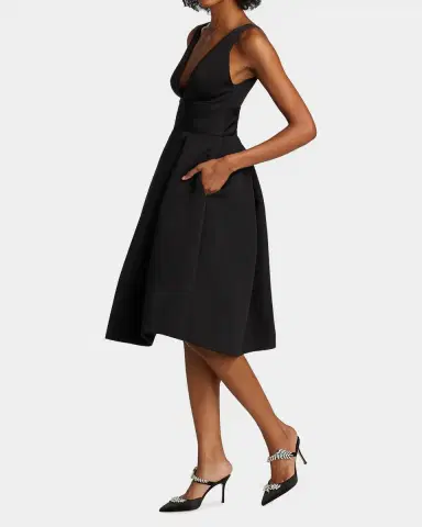 Amsale Faille Deep V-Neck Dress | Thumbnail 6 Amsale Faille Deep V-Neck Dress | Thumbnail 6