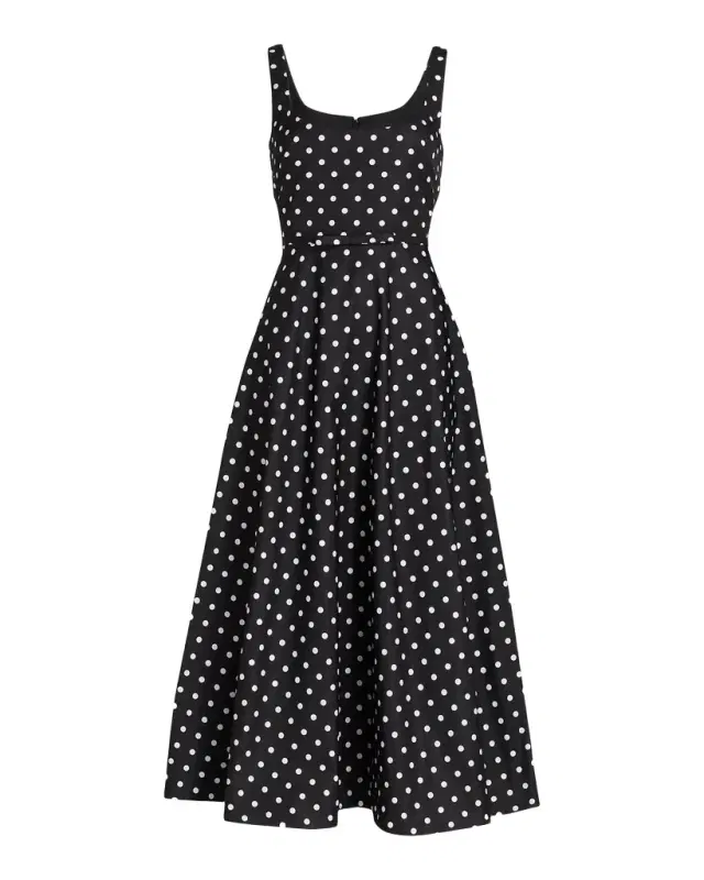 As It May Classic Polka Dot Midi-Dress