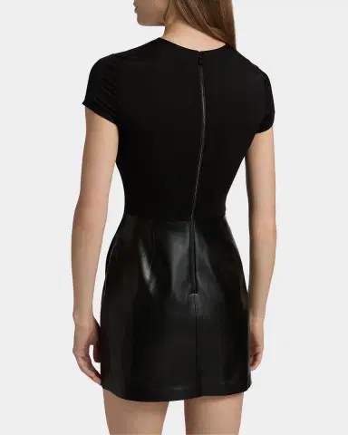 Alice + Olivia Sabine Mixed-Media Short-Sleeve Minidress | Thumbnail 3 Alice + Olivia Sabine Mixed-Media Short-Sleeve Minidress | Thumbnail 3