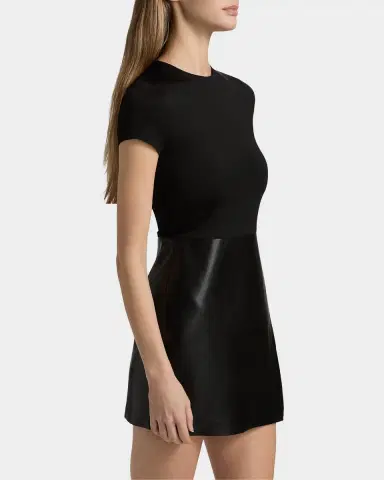 Alice + Olivia Sabine Mixed-Media Short-Sleeve Minidress | Thumbnail 7 Alice + Olivia Sabine Mixed-Media Short-Sleeve Minidress | Thumbnail 7