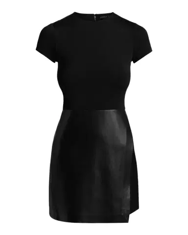 Alice + Olivia Sabine Mixed-Media Short-Sleeve Minidress | Thumbnail 1 Alice + Olivia Sabine Mixed-Media Short-Sleeve Minidress | Thumbnail 1