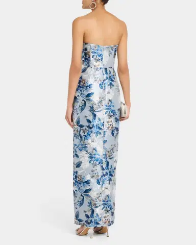 Aidan Mattox Strapless Floral Jacquard Column Gown | Thumbnail 3