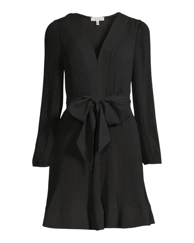Milly Liv Pleated Belted Minidress